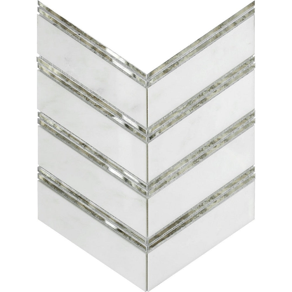 Emser 12" x 12" Intrigue Rectified Polished Chevron Stone & Glass Mosaic
