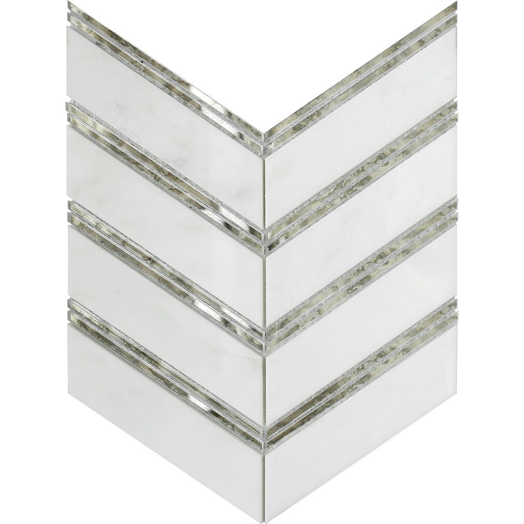 Emser 12" x 12" Intrigue Rectified Polished Chevron Stone & Glass Mosaic