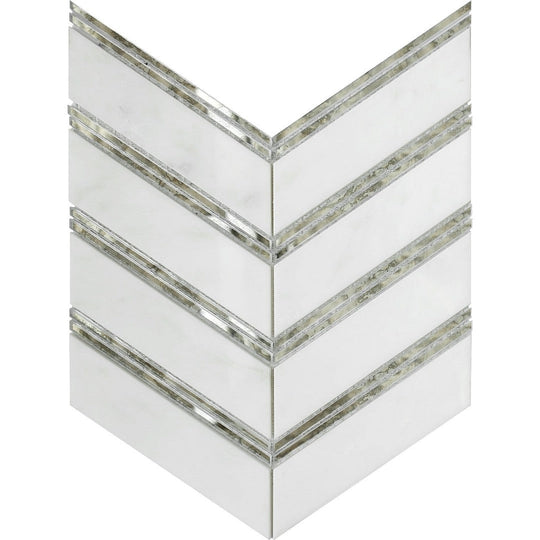 Emser 12" x 12" Intrigue Rectified Polished Chevron Stone & Glass Mosaic