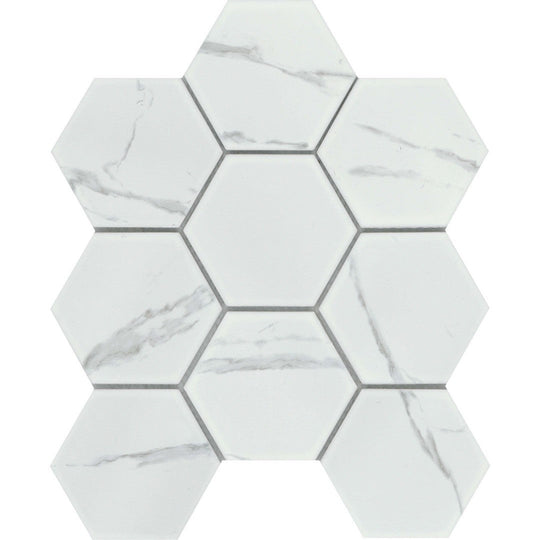 Emser 10" x 11" Elegan Pressed Matte 4" Hexagon Porcelain Mosaic