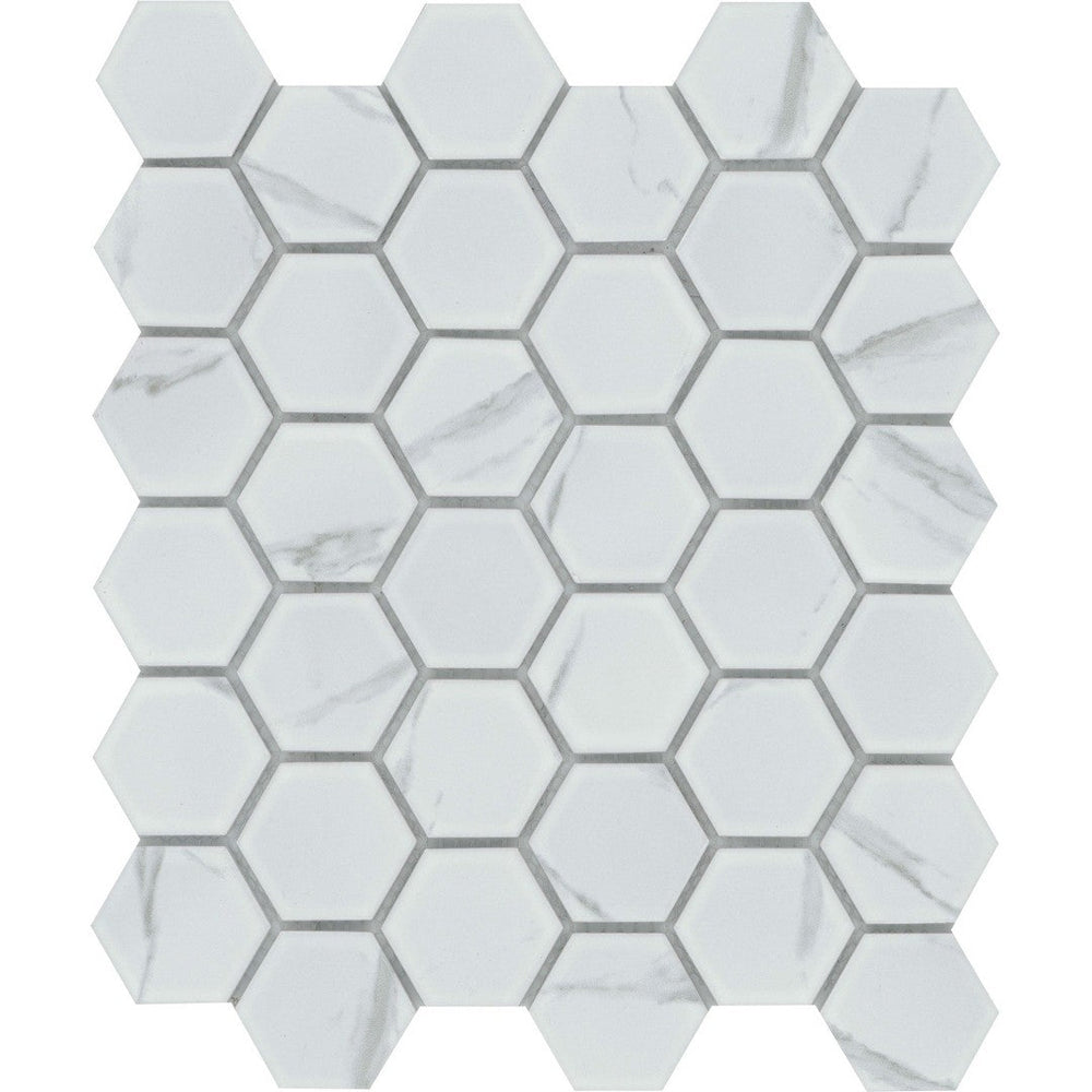 Emser 10" x 13" Elegan Pressed Matte 2" Hexagon Porcelain Mosaic