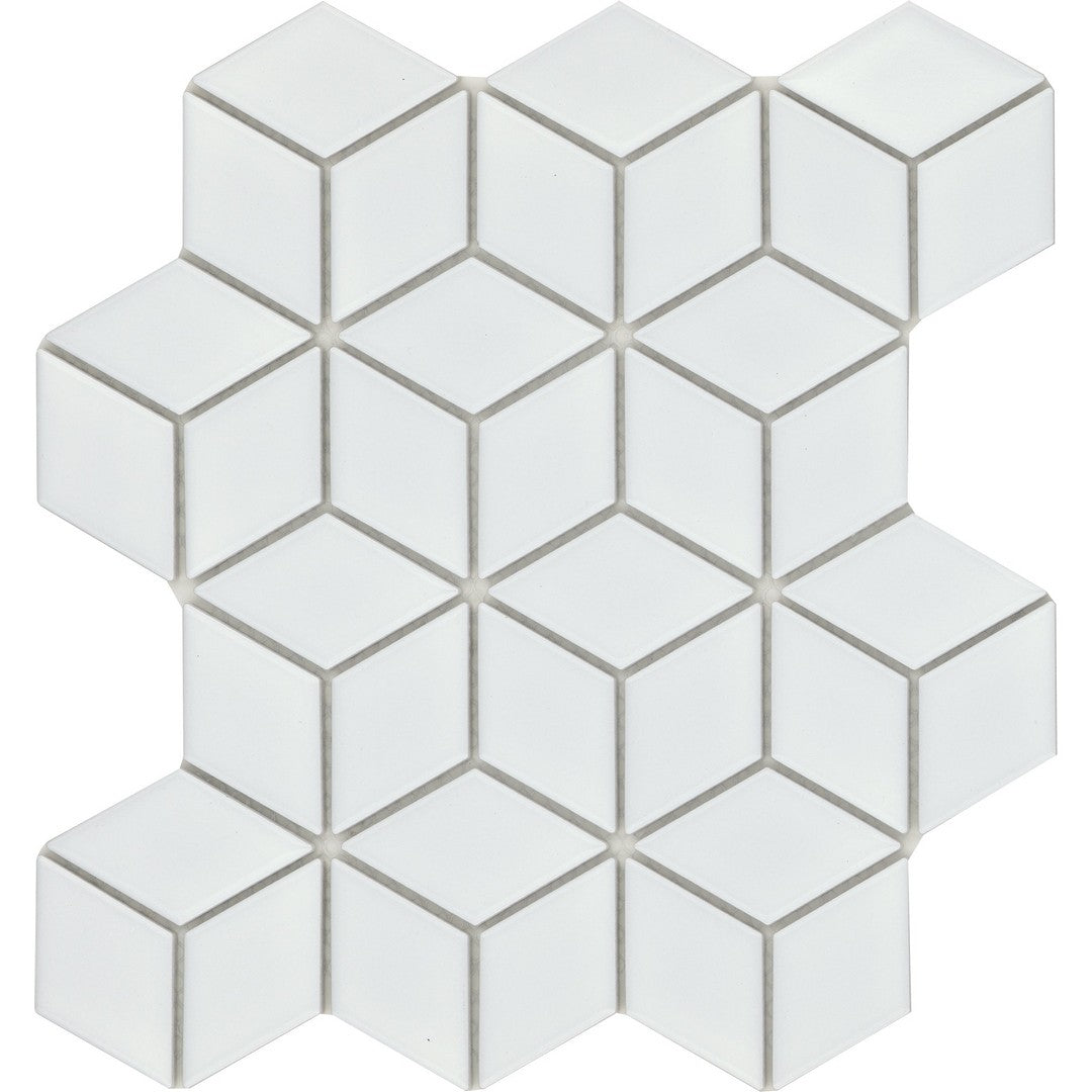 Emser 10" x 12" Influence Glossy Cube Porcelain Mosaic