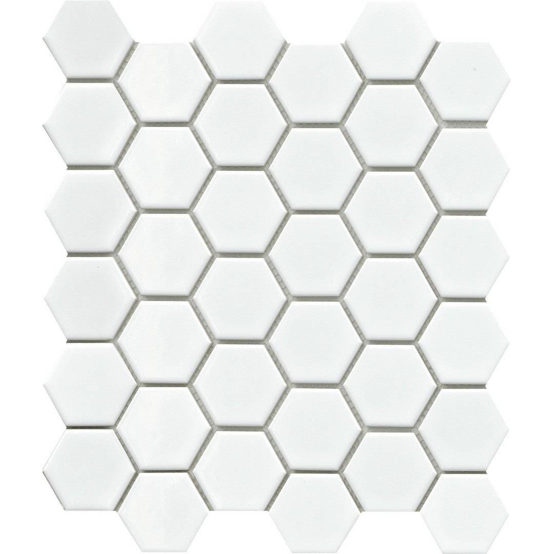Emser 11" x 13" Influence Glossy 2" Hexagon Porcelain Mosaic