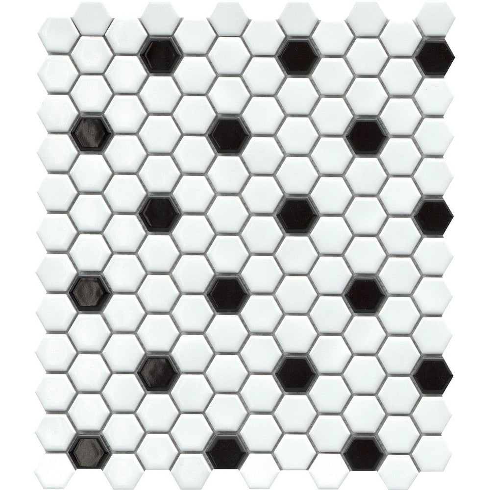Emser 10" x 12" Influence Glossy 1" Hexagon Porcelain Mosaic