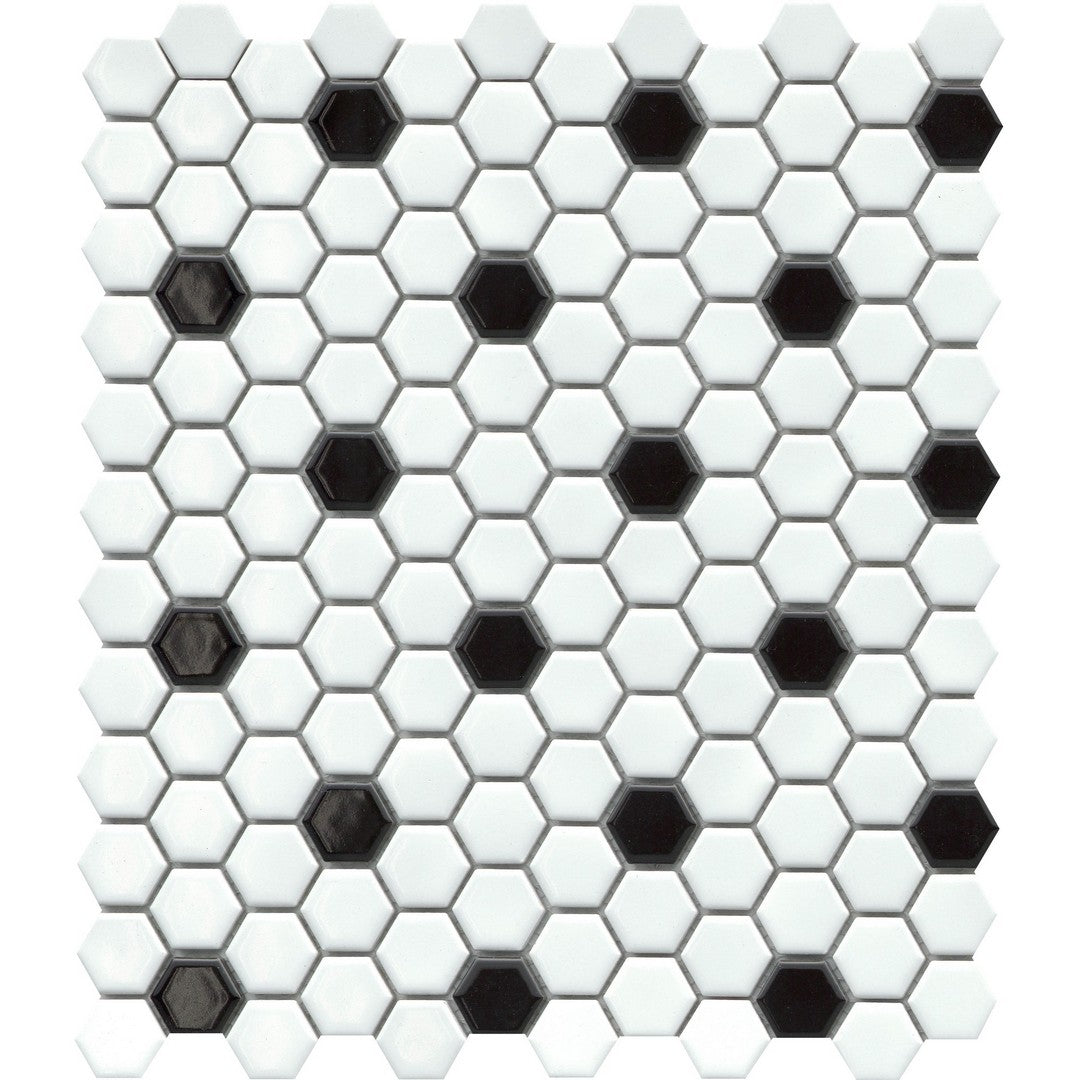 Emser 10" x 12" Influence Glossy 1" Hexagon Porcelain Mosaic