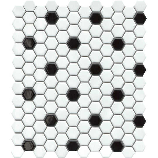 Emser 10" x 12" Influence Glossy 1" Hexagon Porcelain Mosaic