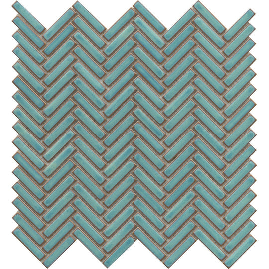 Emser 11" x 11" Regala Glossy Mini Herringbone Porcelain Mosaic