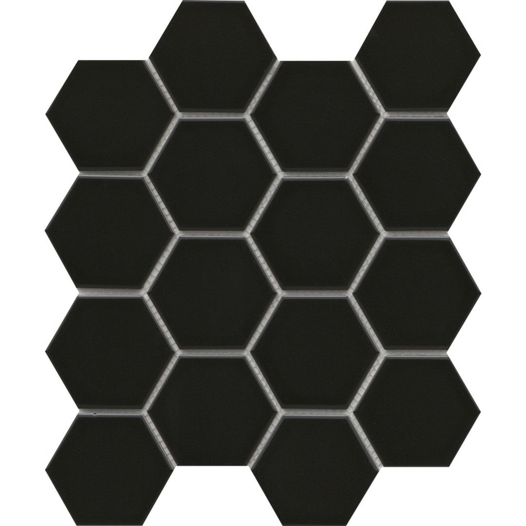 Emser Tile 10" x 12" Catch Pressed Glossy 3" Hexagon Porcelain Mosaic