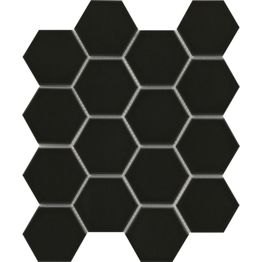 Emser Tile 10" x 12" Catch Pressed Glossy 3" Hexagon Porcelain Mosaic