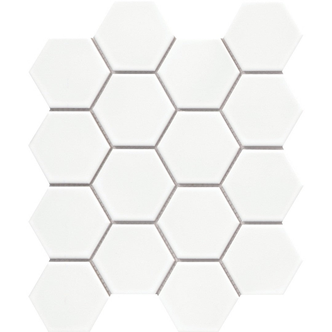 Emser Tile 10" x 12" Catch Pressed Glossy 3" Hexagon Porcelain Mosaic