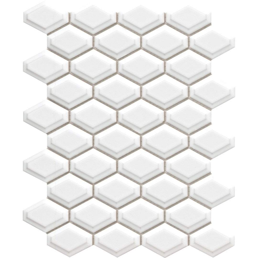 Emser Tile 10" x 13" Catch Pressed Glossy 2" Hexagon Porcelain Mosaic