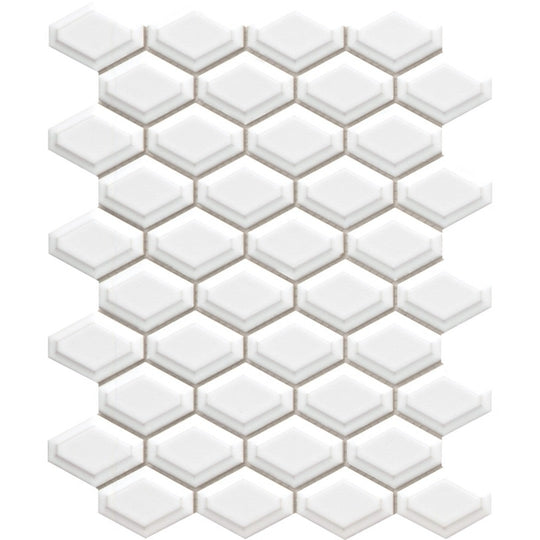 Emser Tile 10" x 13" Catch Pressed Glossy 2" Hexagon Porcelain Mosaic