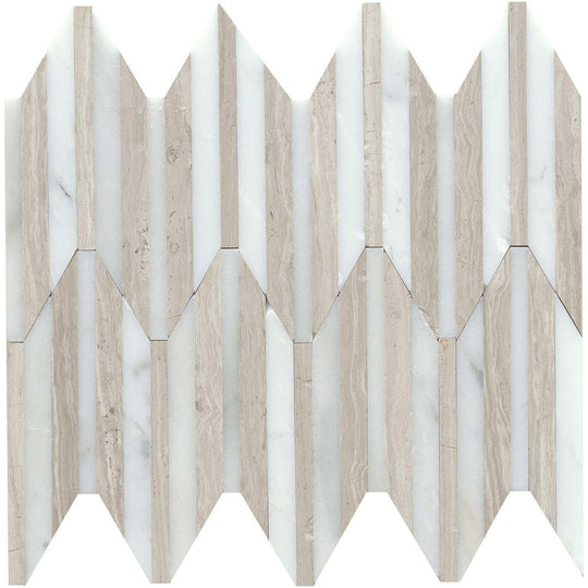 Emser Bizou 10" x 12" Polished Marble Peak Mosaic