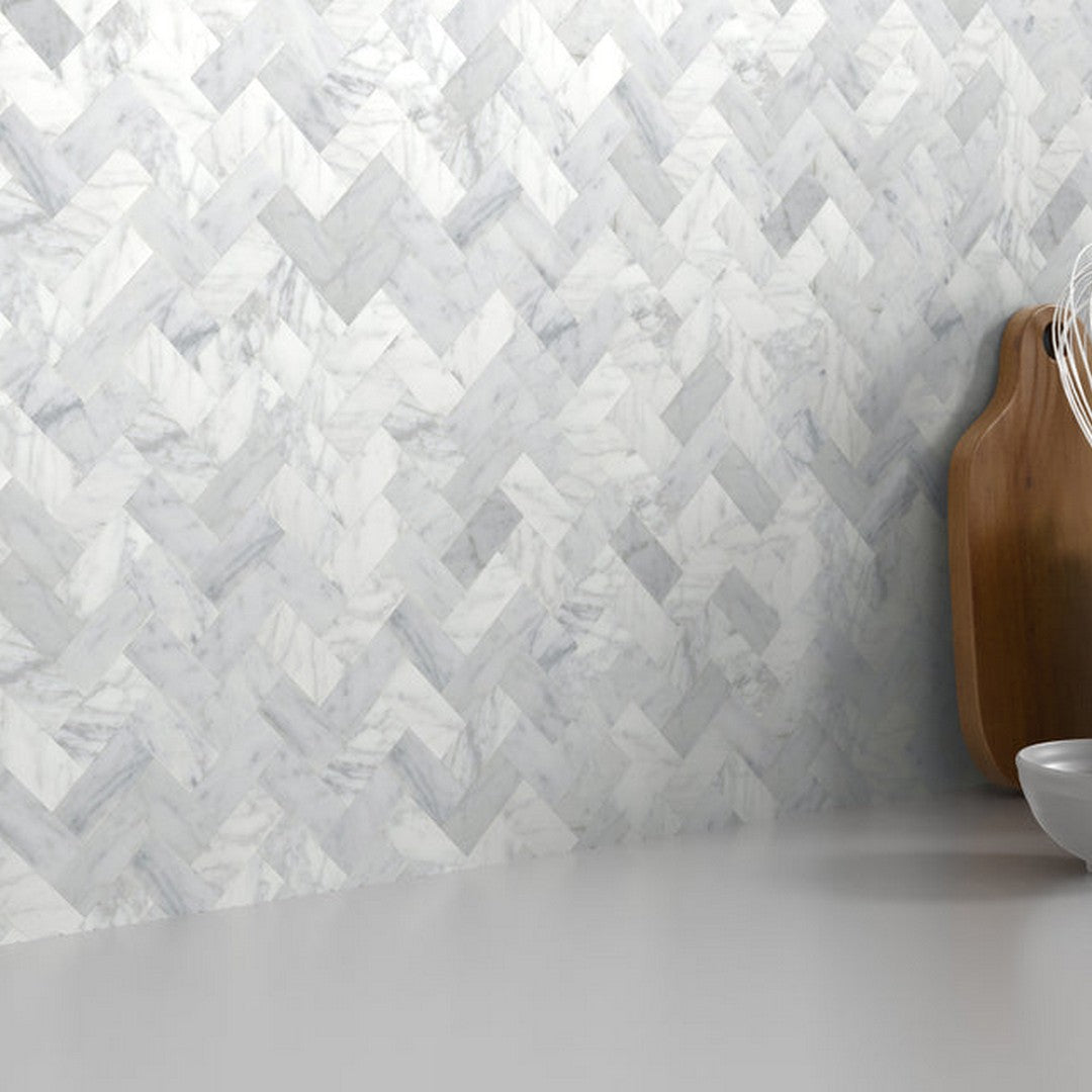 Emser-Link-12-x-18-Honed-Marble-Herringbone-Mosaic-White-Herringbone