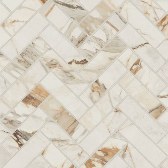 Bedrosians Magnifica Era Luxury 12" x 12" Satin Porcelain 1x4" Herringbone Mosaic