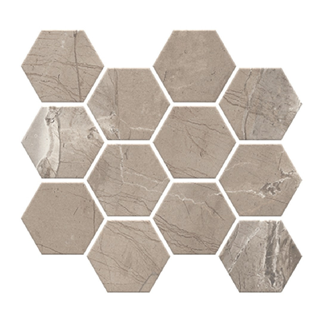 Milestone 9" x 11" Absolute Matte 3" Hexagon Porcelain Mosaic