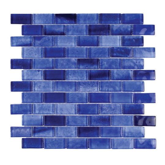 Tesoro 12" x 12" Gemstone Interlocking 1x2" Staggered Glass Mosaic