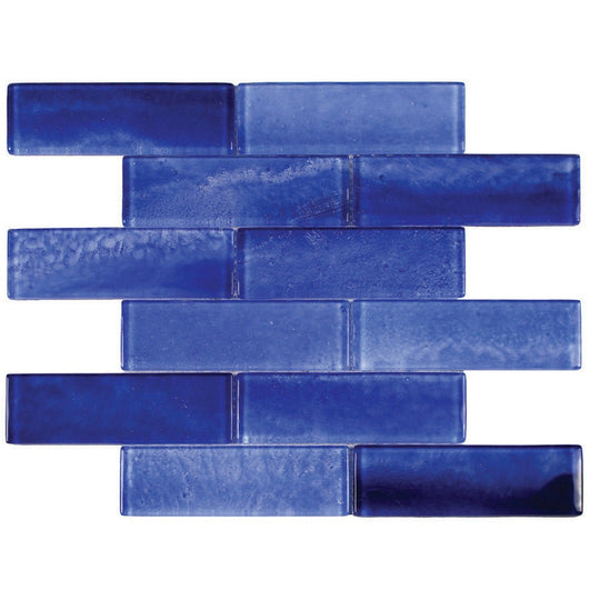 Tesoro 12" x 12" Gemstone Interlocking 2x6" Staggered Glass Mosaic