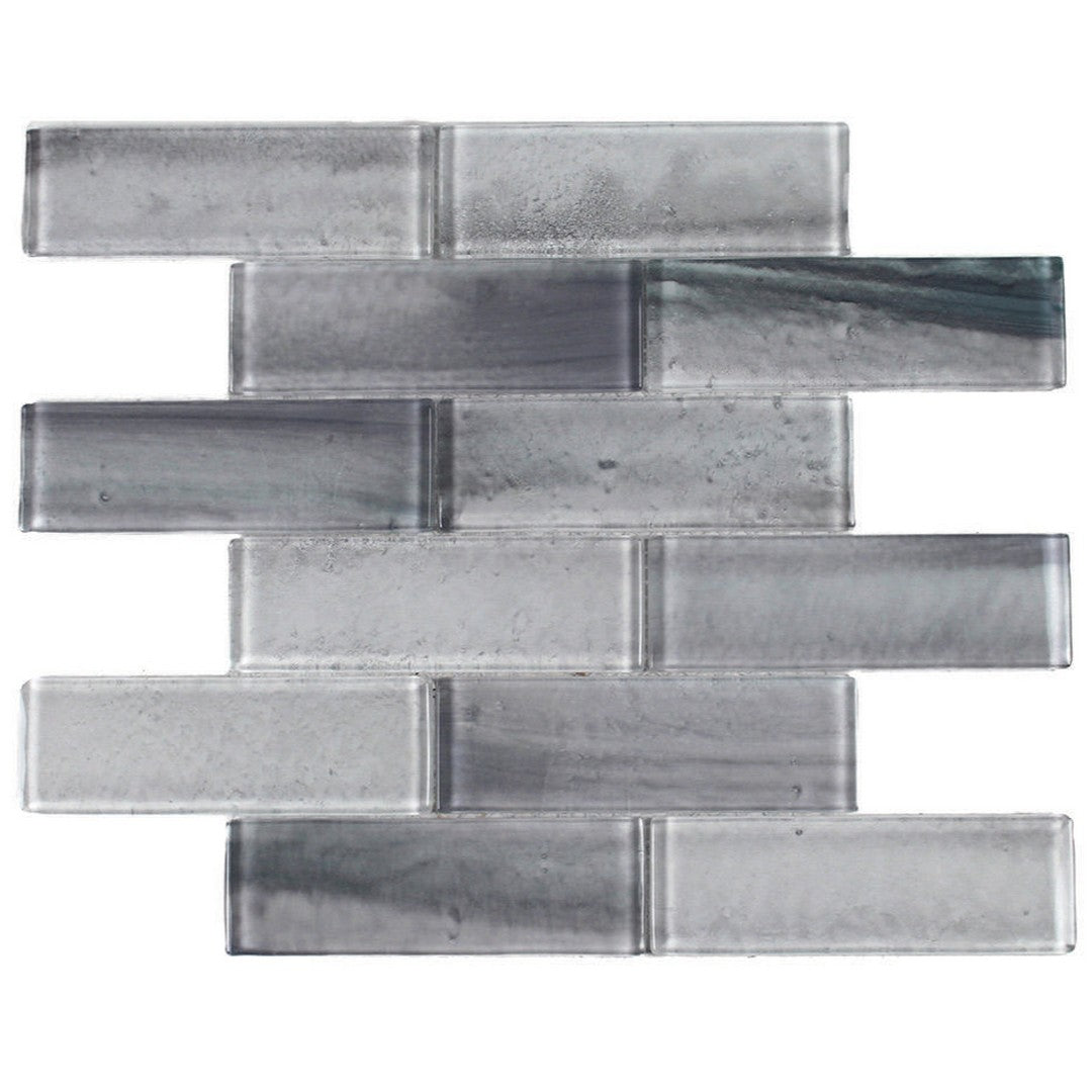 Tesoro 12" x 12" Gemstone Interlocking 2x6" Staggered Glass Mosaic