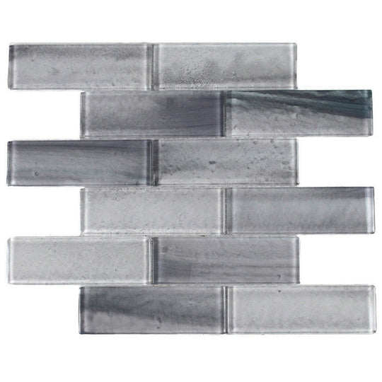 Tesoro 12" x 12" Gemstone Interlocking 2x6" Staggered Glass Mosaic