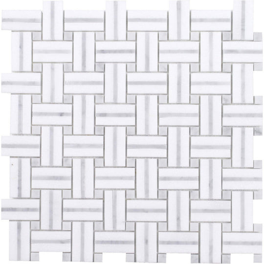 Tesoro 12" x 12" Sliced Basketweave Polished Natural Stone Mosaic