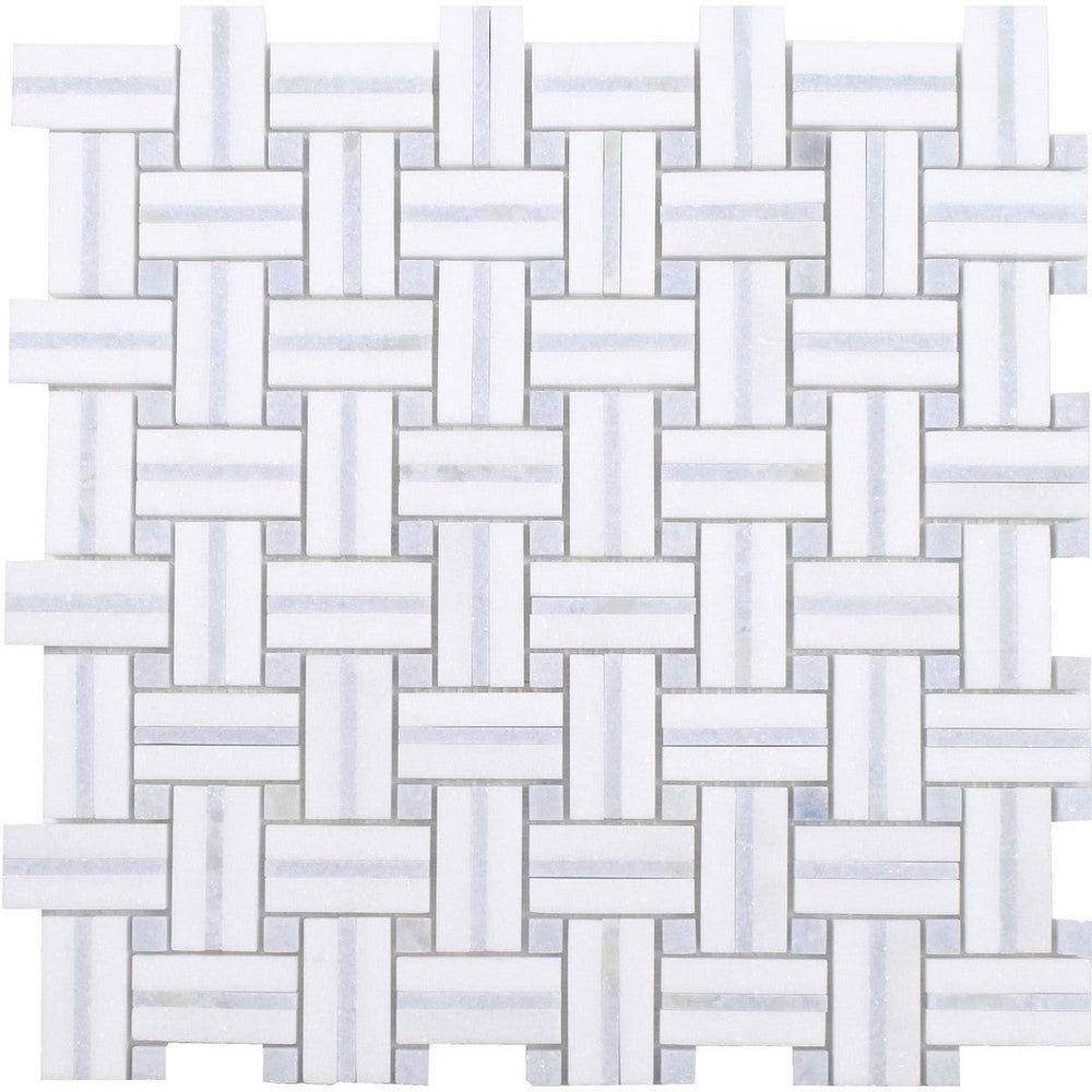 Tesoro 12" x 12" Sliced Basketweave Polished Natural Stone Mosaic
