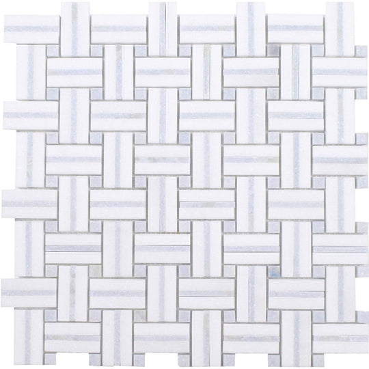 Tesoro 12" x 12" Sliced Basketweave Polished Natural Stone Mosaic