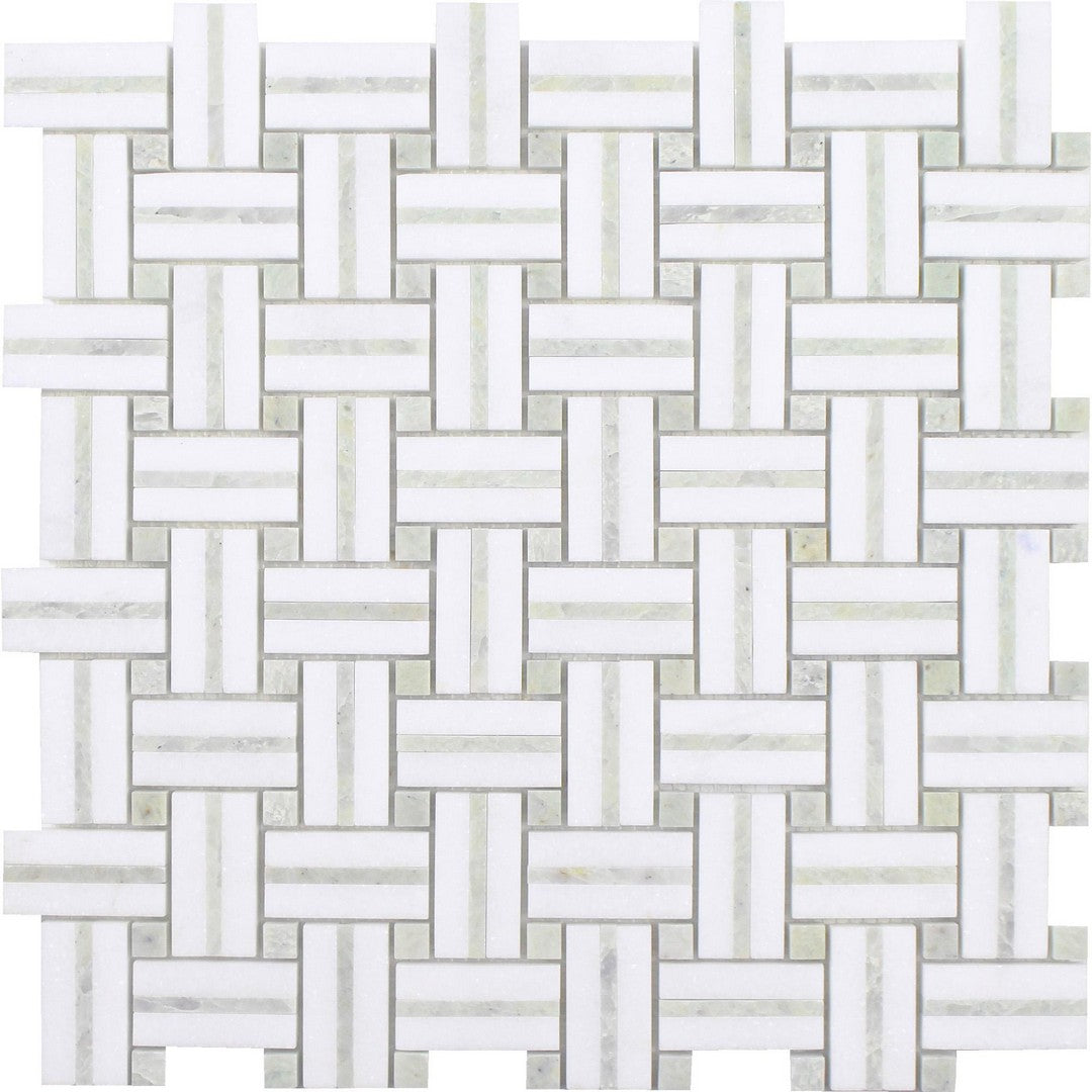Tesoro 12" x 12" Sliced Basketweave Polished Natural Stone Mosaic
