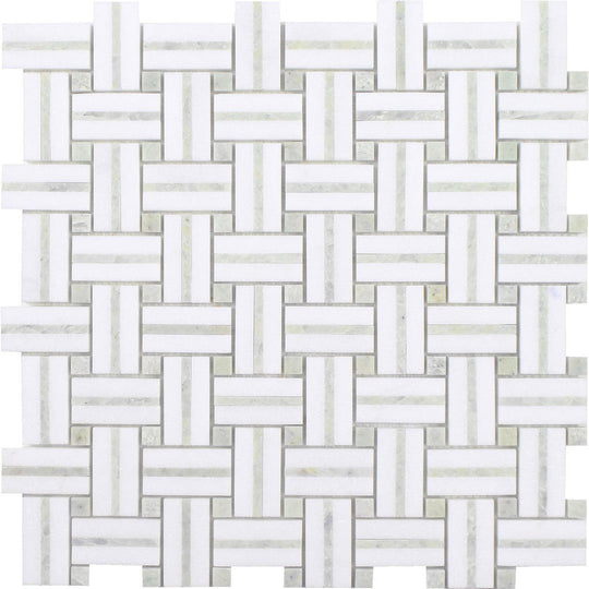 Tesoro 12" x 12" Sliced Basketweave Polished Natural Stone Mosaic