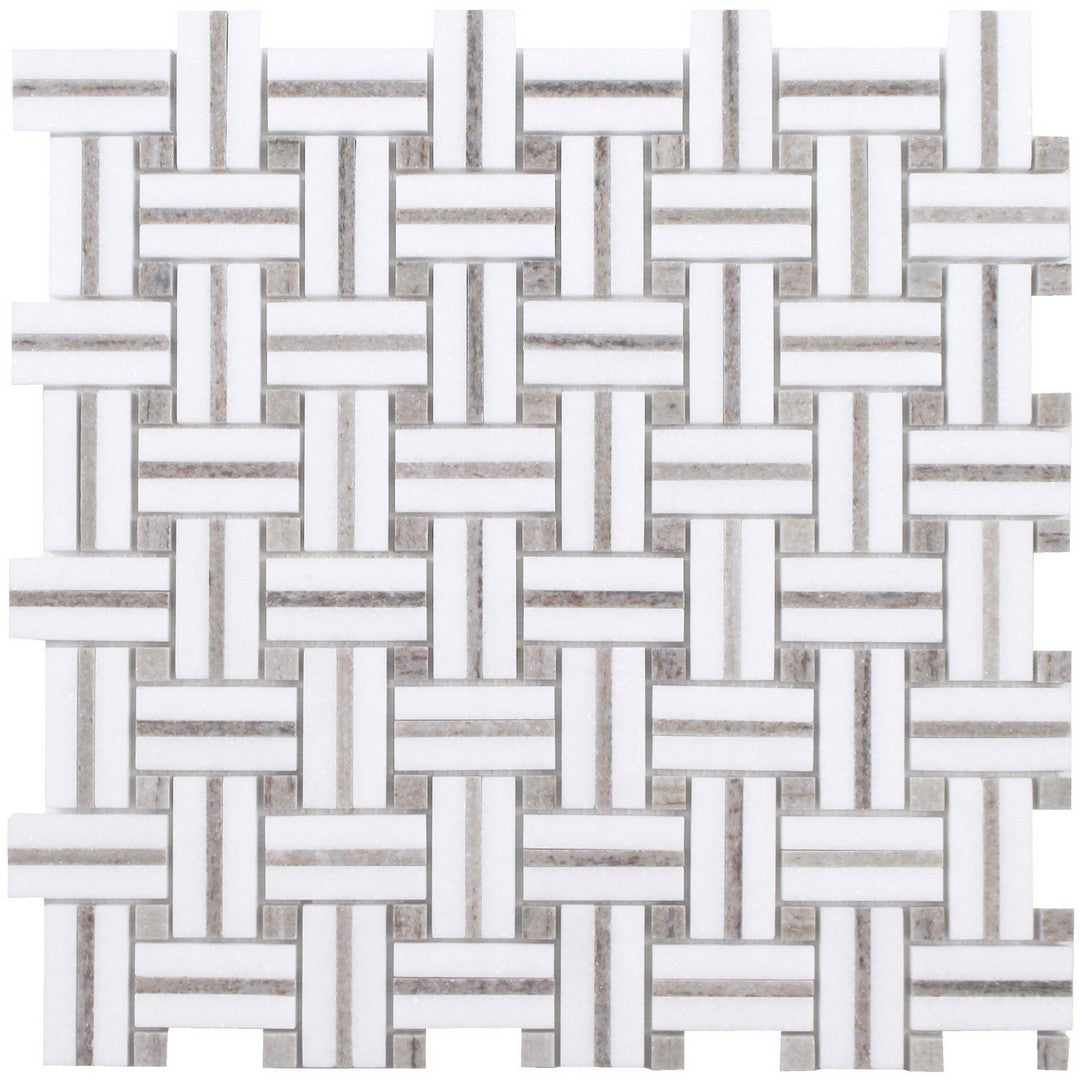 Tesoro 12" x 12" Sliced Basketweave Polished Natural Stone Mosaic