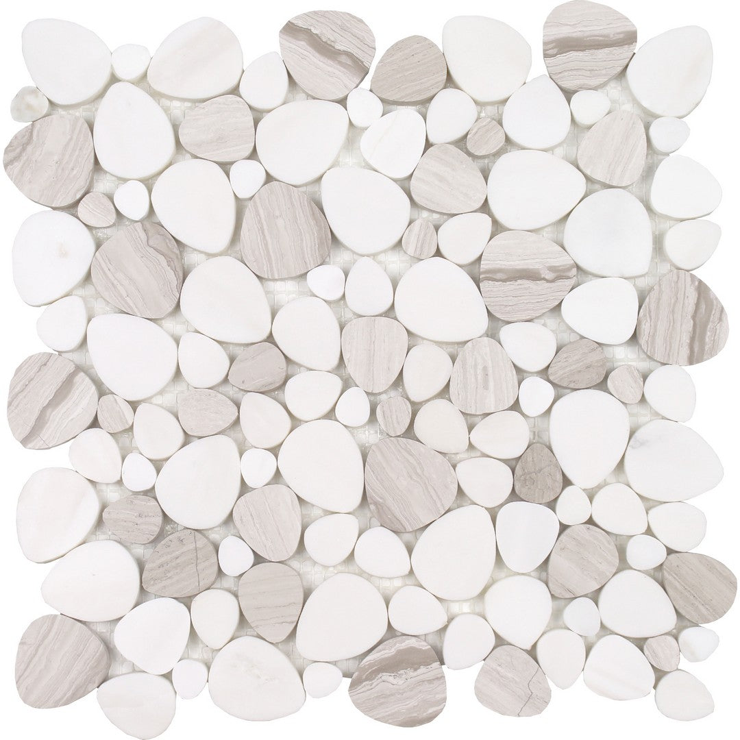 Tesoro 11.75" x 12" Ocean Stones Polished Natural Stone Sliced Mosaic