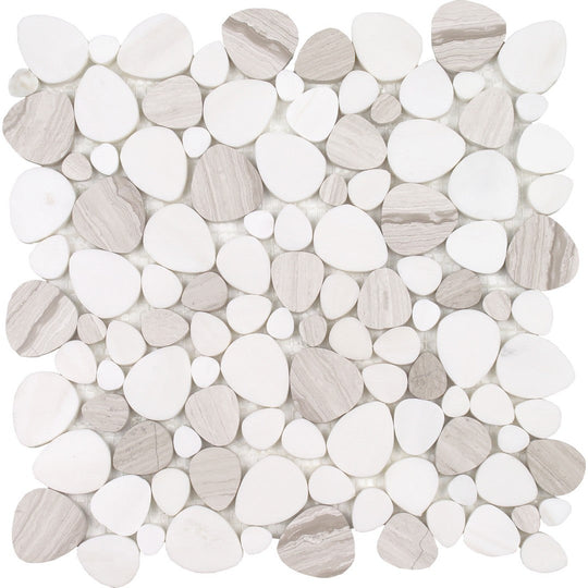 Tesoro 11.75" x 12" Ocean Stones Polished Natural Stone Sliced Mosaic