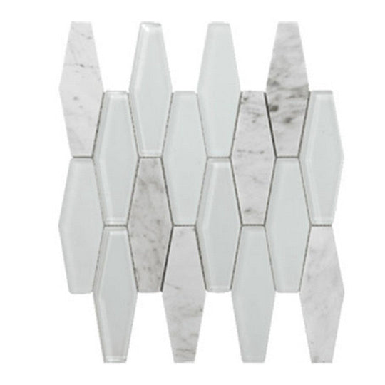Tesoro 11.75" x 12" Metro Stone & Glass Blend Polished Diamond Mosaic
