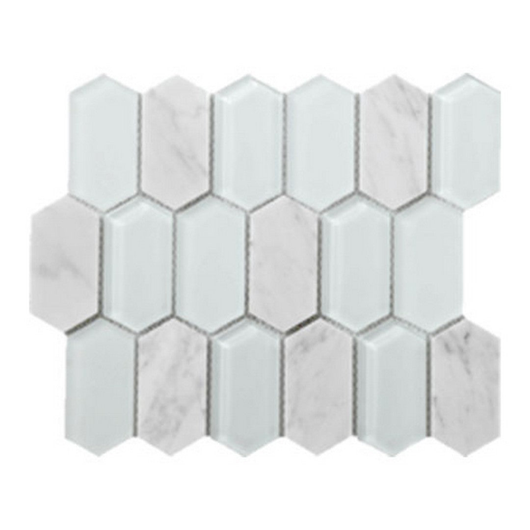 Tesoro 10.25" x 12" Metro Stone & Glass Blend Polished Picket Mosaic