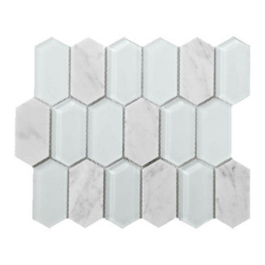 Tesoro 10.25" x 12" Metro Stone & Glass Blend Polished Picket Mosaic