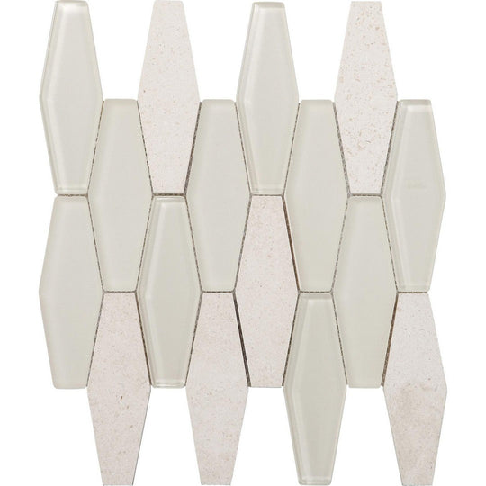 Tesoro 11.75" x 12" Metro Stone & Glass Blend Honed Diamond Mosaic