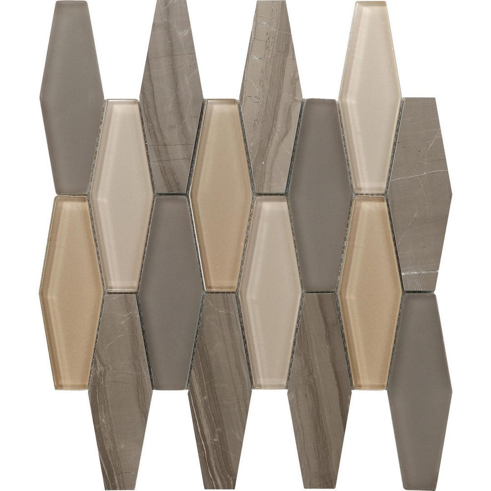 Tesoro 11.75" x 12" Metro Stone & Glass Blend Polished Diamond Mosaic