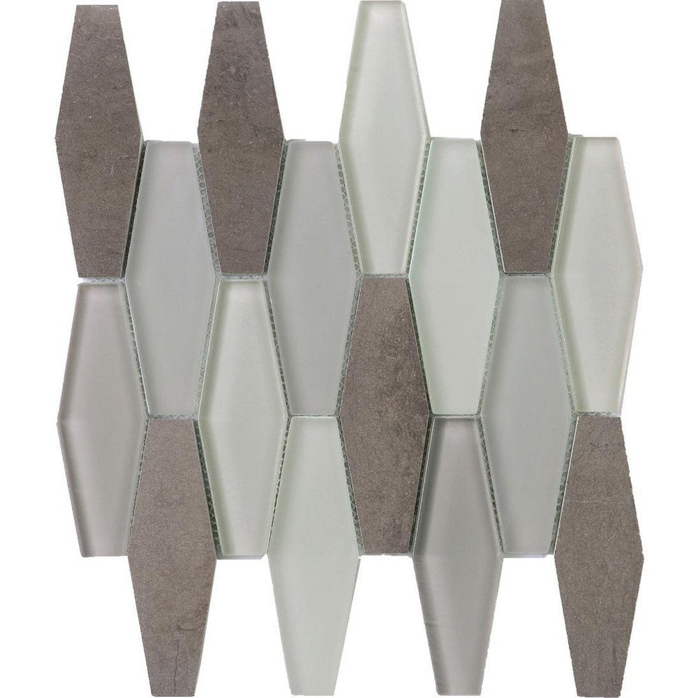 Tesoro 11.75" x 12" Metro Stone & Glass Blend Honed Diamond Mosaic