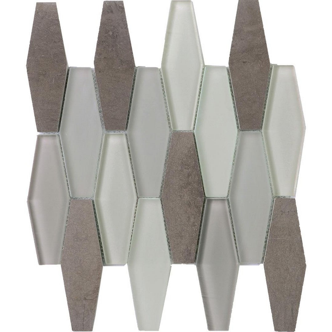 Tesoro 11.75" x 12" Metro Stone & Glass Blend Honed Diamond Mosaic
