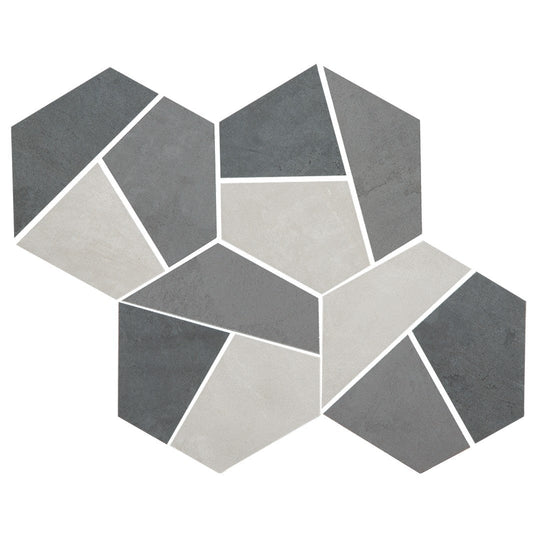 Florida Tile 12" x 15" East Village Rectified Matte Hexagon Porcelain Mosaic