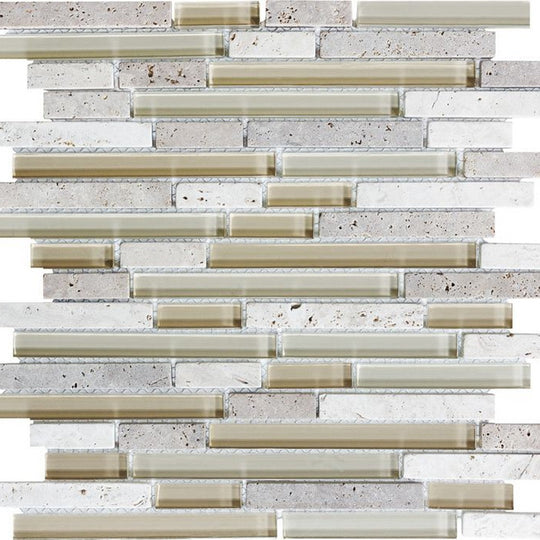 Florida Tile Bliss 12" x 12" Artistic Random Strip Natural Stone Mosaic