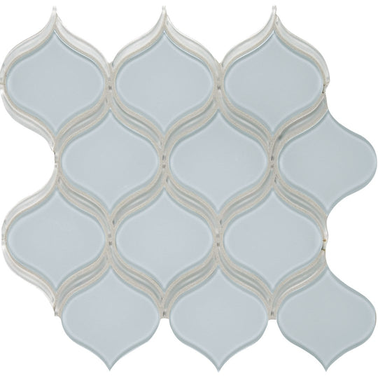 Florida-Tile-Peace-Of-Mind-12-x-12-Arabesque-Glass-Mosaic-Pure-White-|-Truth-Blue