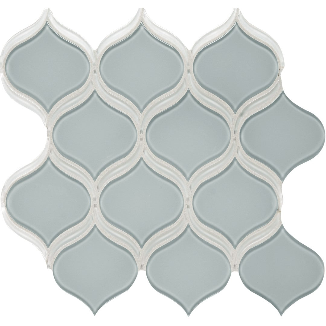 Florida-Tile-Peace-Of-Mind-12-x-12-Arabesque-Glass-Mosaic-Pure-White-|-Calm-Green-W