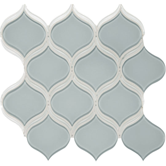 Florida-Tile-Peace-Of-Mind-12-x-12-Arabesque-Glass-Mosaic-Pure-White-|-Calm-Green-W
