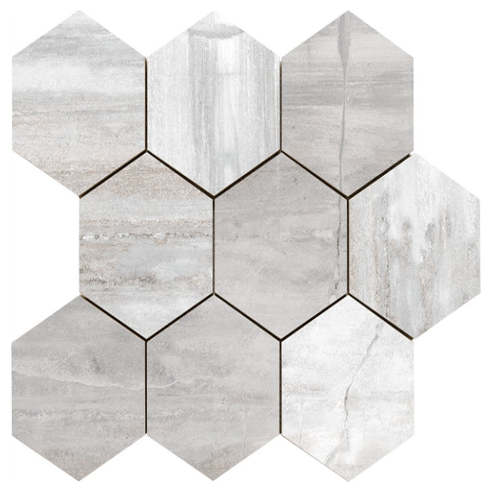 Happy Floors 11.5" x 14" Fossil Natural Porcelain Hexagon Mosaic