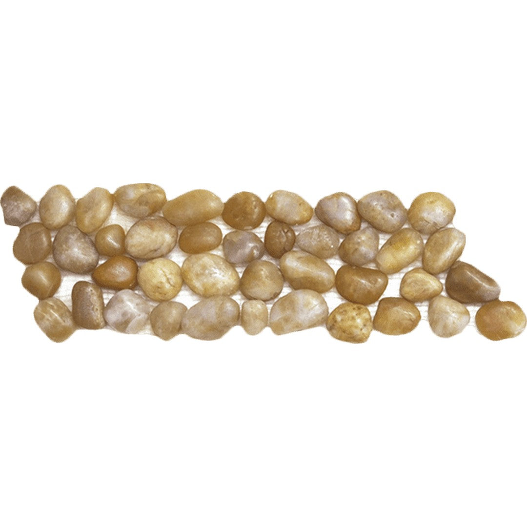 Bati Orient 4" x 12" Bali Polished Pebble Natural Stone Mosaic Border