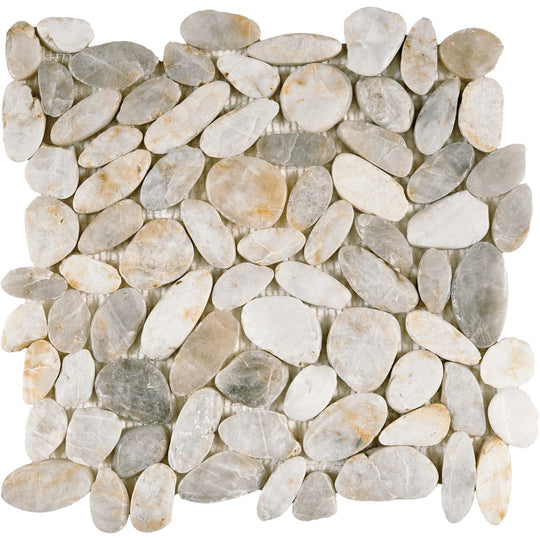 Bati Orient 12" x 12" Bali Polished Sliced Pebble Natural Stone Mosaic