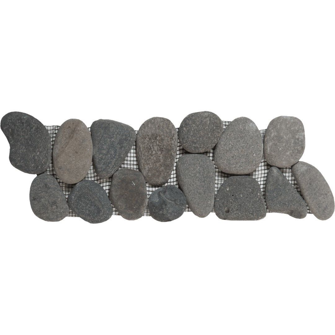 Bati Orient 4" x 12" Bali Rectified Matte Pebble Natural Stone Mosaic Border