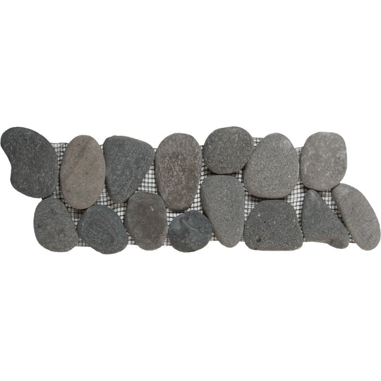 Bati Orient 4" x 12" Bali Rectified Matte Pebble Natural Stone Mosaic Border
