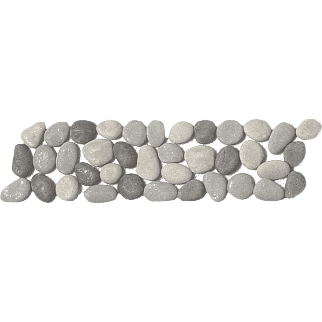 Bati Orient 4" x 12" Bali Reconstituted Pebble Natural Stone Mosaic Border